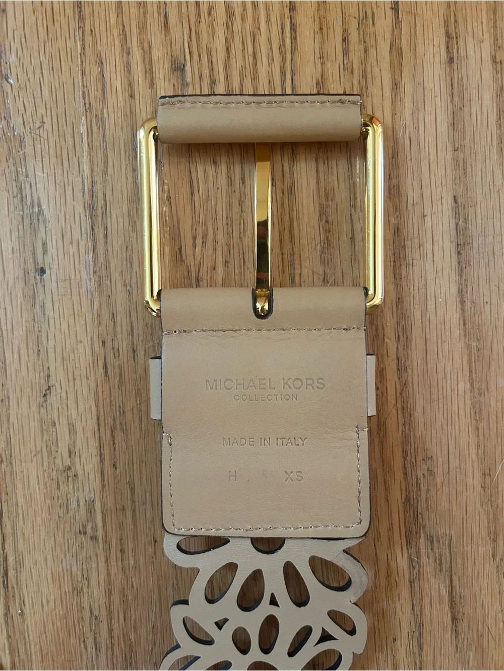 Michael Kors Collection Floral Cutout Leather Belt (Made in Italy)